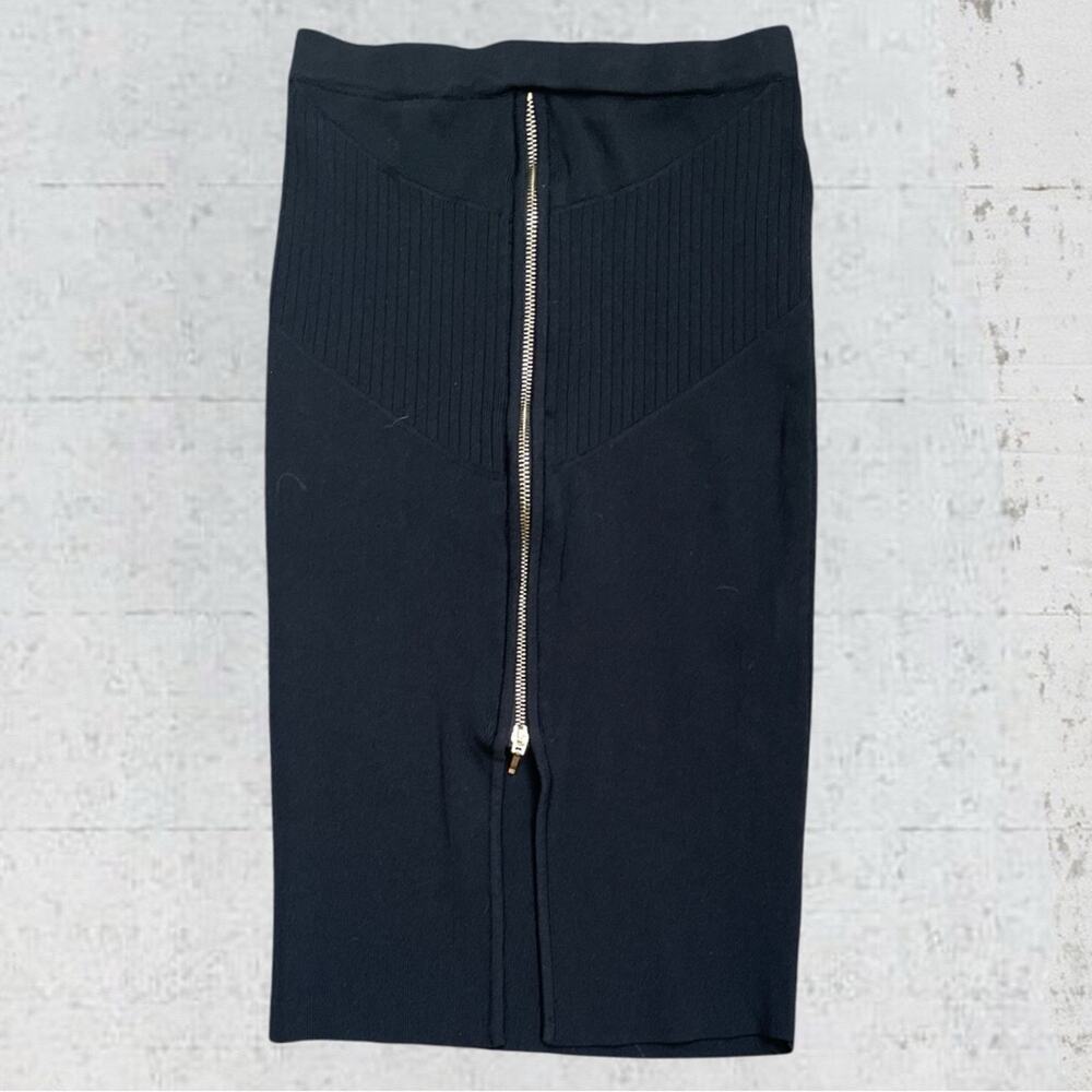 Nude Knit Black Zippered Women's Pencil Skirt Size Small Office Siren